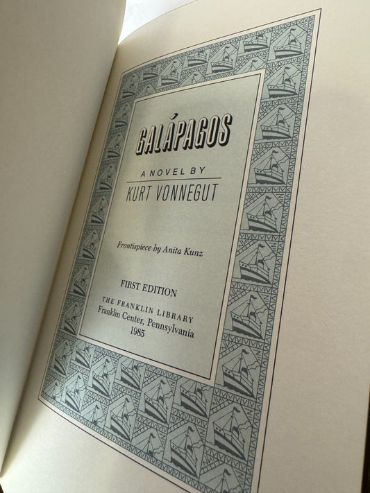 Cover of Galápagos by Kurt Vonnegut, Signed First Edition, Franklin Library Leather Bound (1985)