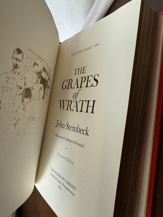 Cover of The Grapes of Wrath by John Steinbeck, Franklin Library Limited Edition, Leather Bound