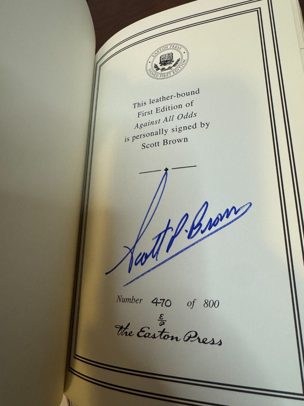 Against All Odds signed Scott Brown Easton Press – photo 11