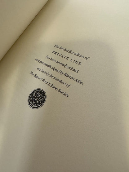 Private Lies signed Warren Adler Franklin Library edition – photo 4