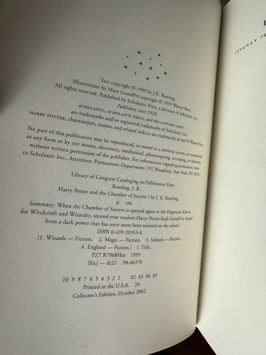 Cover of Harry Potter and the Chamber of Secrets by J.K. Rowling