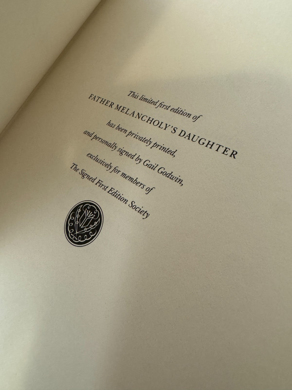 Father Melancholy's Daughter signed Gail Godwin Franklin Library edition – photo 4