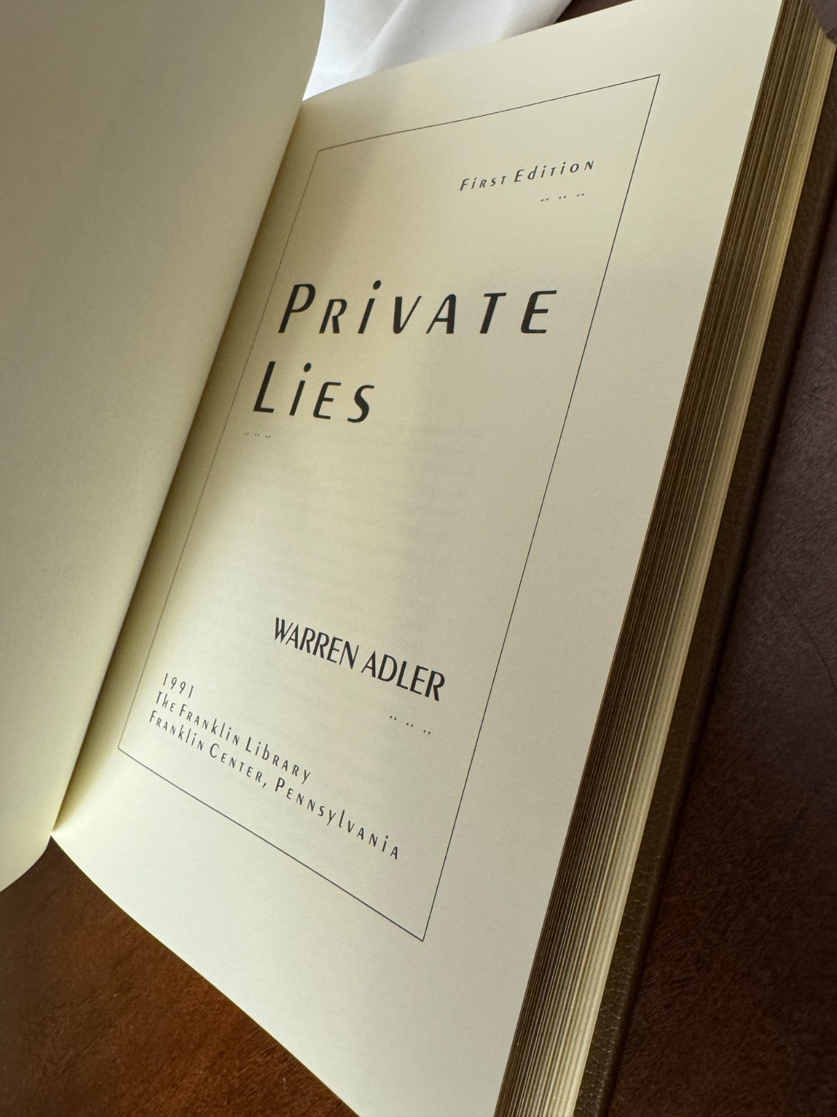 Private Lies signed Warren Adler Franklin Library edition – photo 3