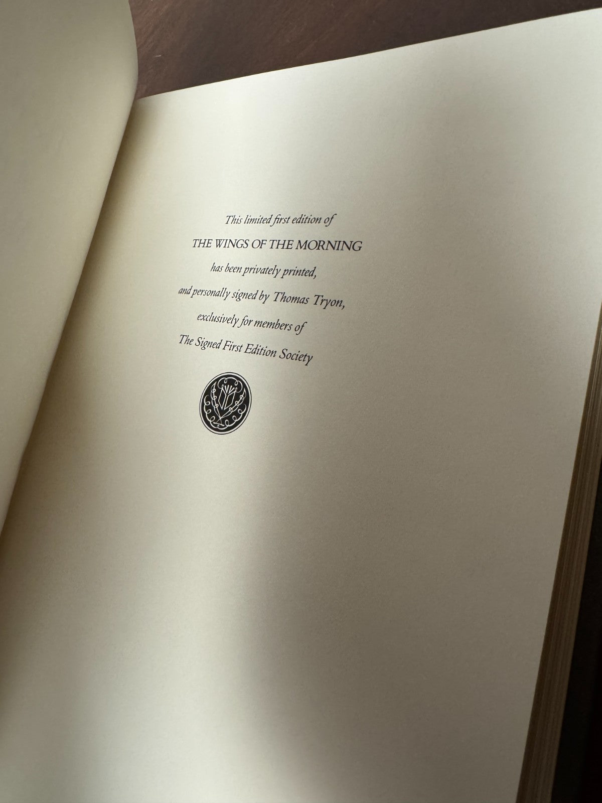 The Wings of the Morning signed Thomas Tryon Franklin edition – photo 4