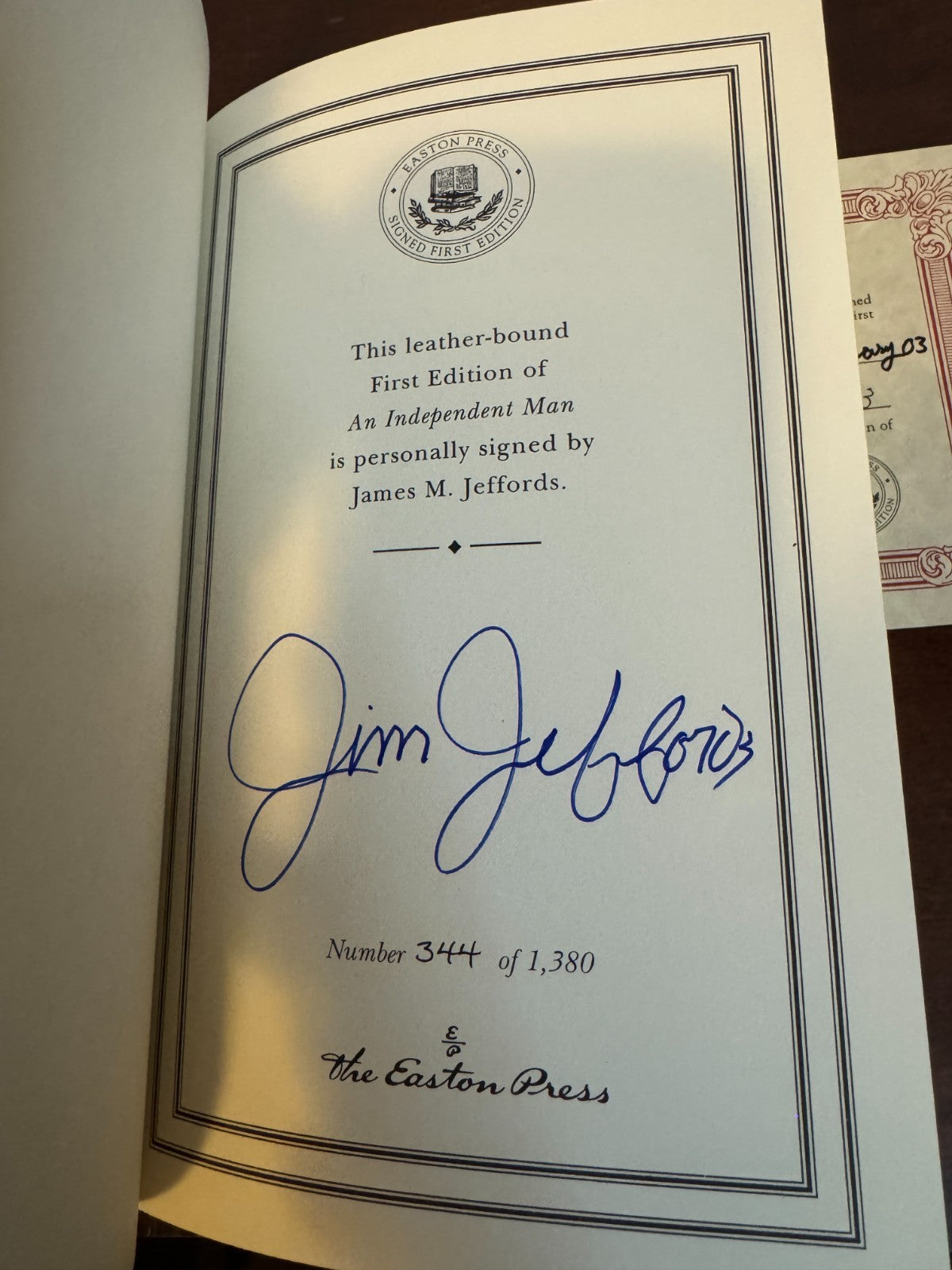 An Independent Man signed Jim Jeffords Easton Press – photo 7
