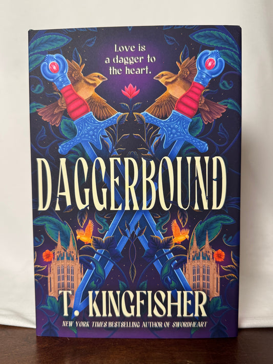 Cover of Daggerbound (Swordheart, Book 2) by T. Kingfisher, Deluxe Edition Hardcover with Pink Sprayed Edges