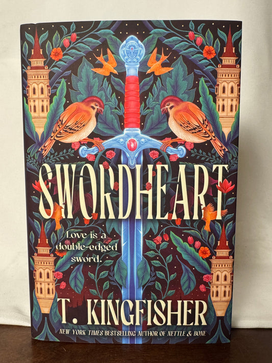 Cover of Swordheart by T. Kingfisher, Exclusive Deluxe Edition Hardcover with Turquoise Sprayed Edges