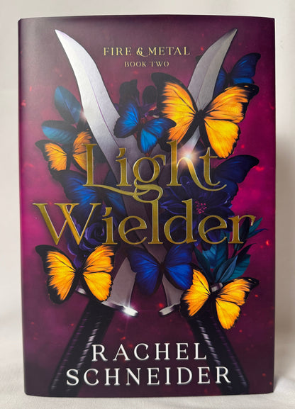 Cover of Light Wielder (Fire & Metal, Book 2) by Rachel Schneider, Luxe Edition Hardcover with Gilded Edges & Foiled Cover